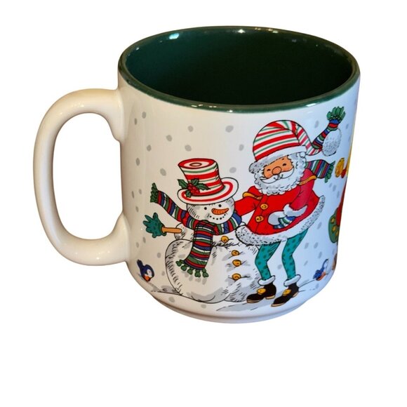 Santas Snowmen Christmas Mug By Potpourri Designs 1998 12 Oz Ceramic Cup Festive - Picture 1 of 5